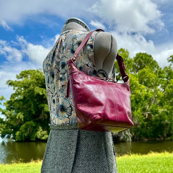 COACH Plum Patent Crinkled Leather Bleecker Hobo Small Y2K Top Handle Bag 41561 - Picture 4 of 16